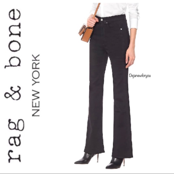 rag & bone Denim - RAG & BONE BLACK JANE SUPER HIGH RISE FLARE JEANS